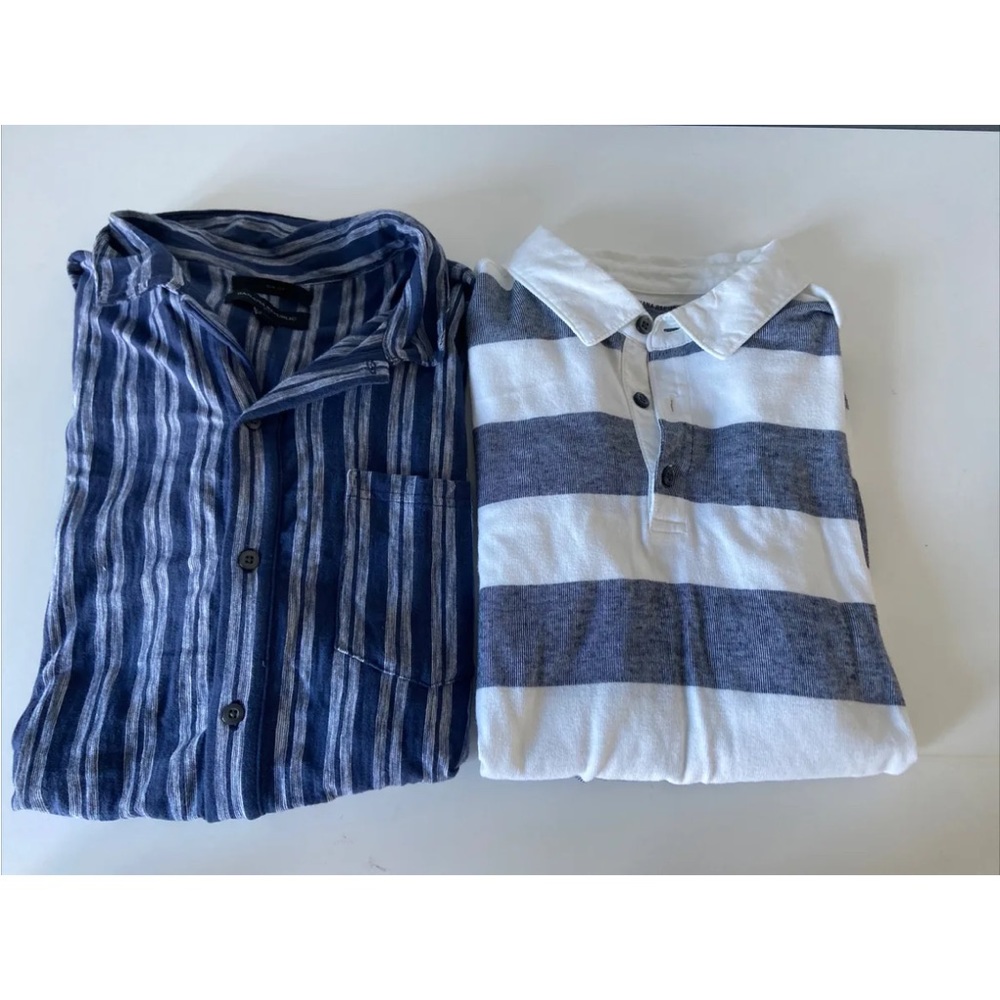 Banana republic, men’s cotton polos, navy blue and white size large